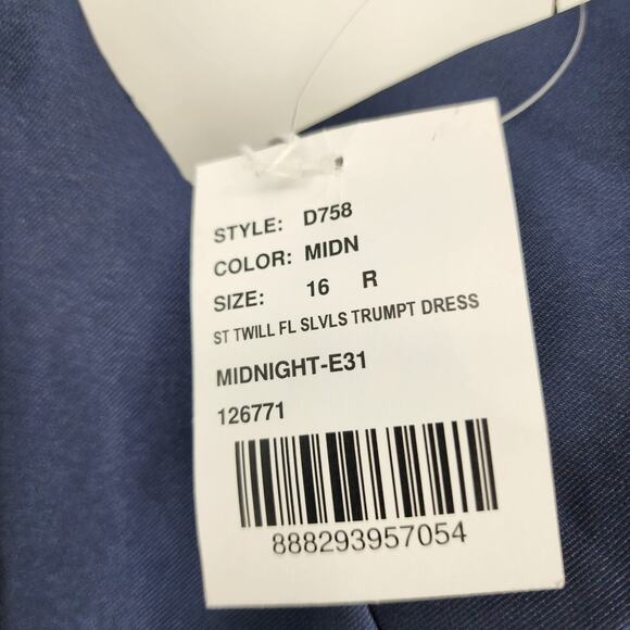 Alfred Sung D758 Sateen Twill V-Neck Bridesmaid Gown in Midnight Blue Size 16 - Picture 4 of 6